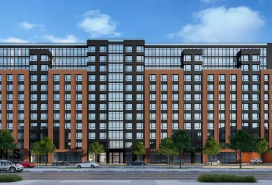 A rendering of the 12-story building at 72-01 Queens Blvd.